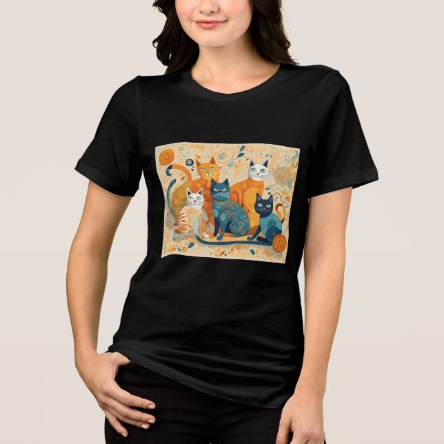 Camiseta Tri-Blend acalmando gatos (Frente)
