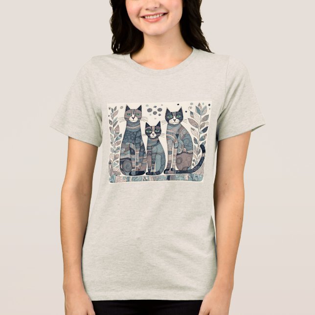 Camiseta Tri-Blend acalmando gatos  (Frente)
