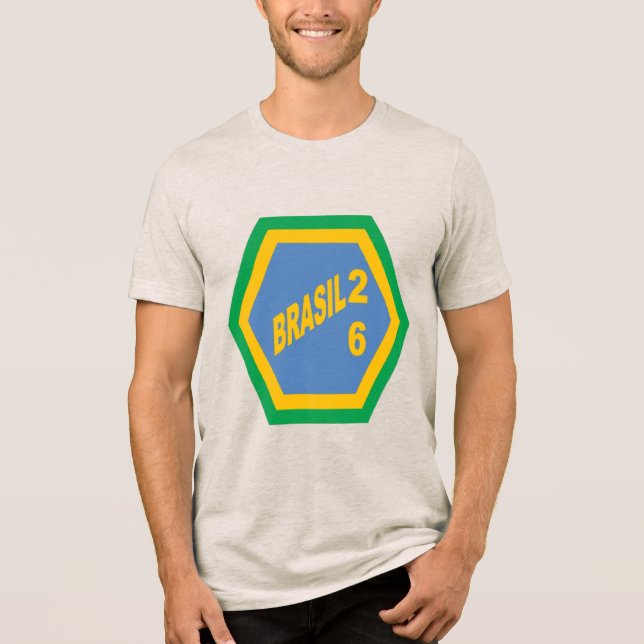 Camiseta Tri-blend aveia BRASIL 26 (Frente)