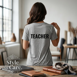 Camiseta Tri-Blend Cinza com Texto PROFESSORA e Im