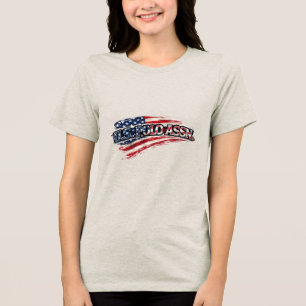 Camiseta Tri-Blend com Bandeira dos EUA Vintage