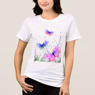 Camiseta Tri-Blend com Borboletas