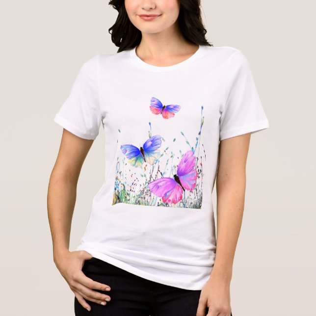 Camiseta Tri-Blend com Borboletas (Frente)