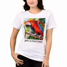 Camiseta Tri-blend feminina Arara Vermelha