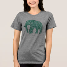 Camiseta Tri-Blend Feminina Elefante Verde Zentang