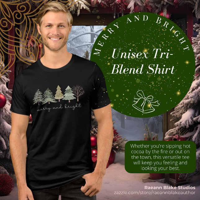 Camiseta Tri-Blend Merry and Bright Unisex (Criador carregado)