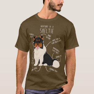 Camiseta Tri Color Sheltie Shetland Sheepdog Anatomia 1
