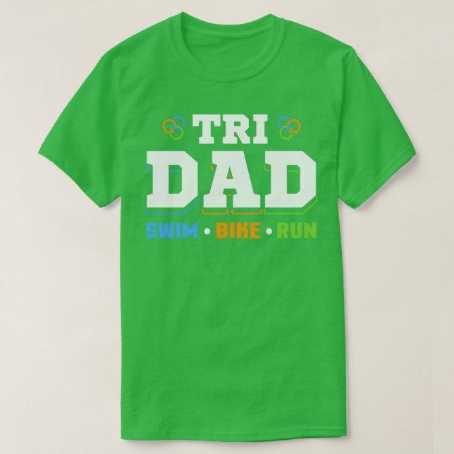 Camiseta Tri Dad Swim Bike Run (Frente do Design)