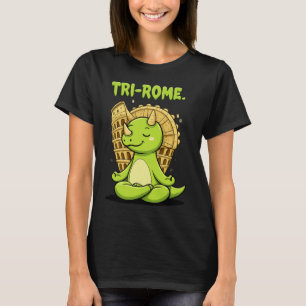 Camiseta Tri-Roma Zen Triceratopo: Yoga adorabile di dinosa