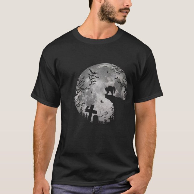 Camiseta Tríade de bruxas de Halloween e gatos pretos (Frente)