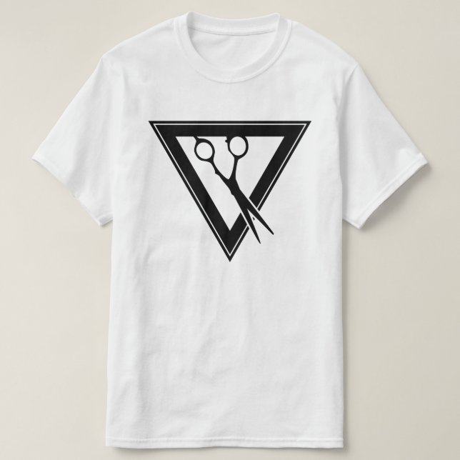 Camiseta triângulo com tesoura capilar (Frente do Design)