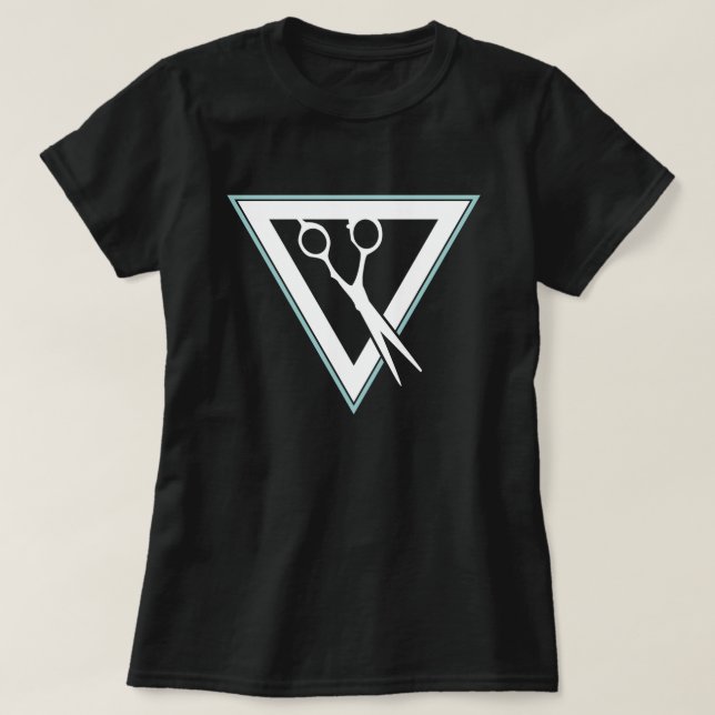 Camiseta triângulo com tesoura capilar (Frente do Design)