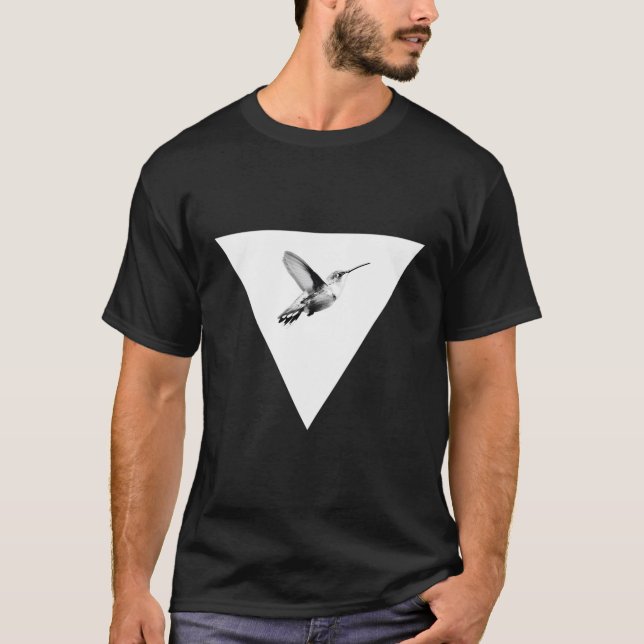 Camiseta Triângulo de Hummingbird Bird Linhas Geométricas M (Frente)