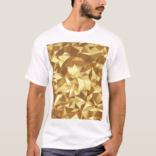 Camiseta Triângulo Dourado: Textura de fundo Abstrato. (Frente)
