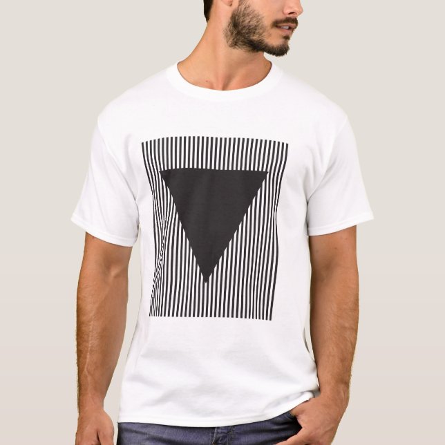 Camiseta Triângulo Invertido em Campo Listrado (Frente)