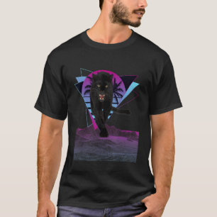 Camiseta Triângulo Panther Synthwave E Wirefram Futurística