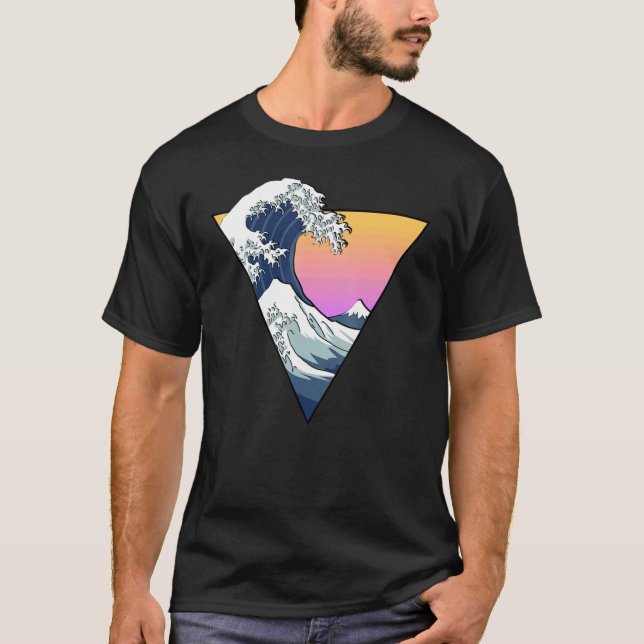 Camiseta Triângulo retroativo de onda estética do Excelente (Frente)