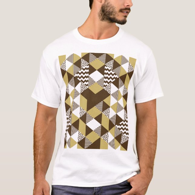 Camiseta Triângulo sem costura: moda geométrica do ouro. (Frente)