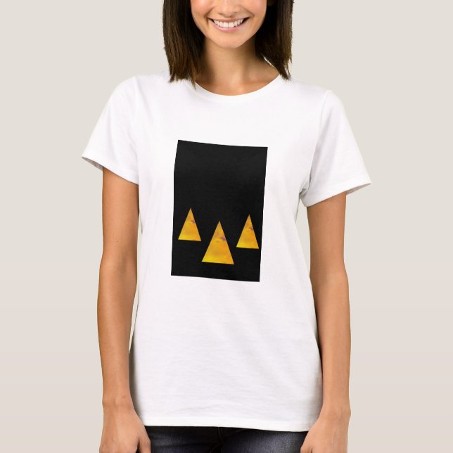 Camiseta triângulos Abstrato amarelos em preto (Frente)