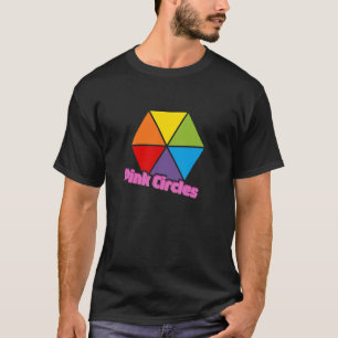 Camiseta Triângulos Coloridos com Texto Círculos Rosa