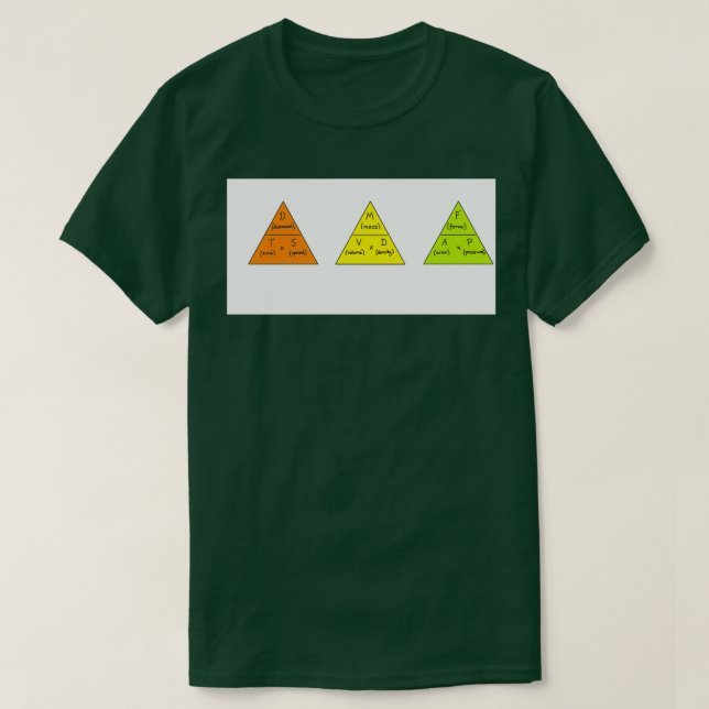 Camiseta Triângulos de fórmula para densidade e pressão de  (Frente do Design)
