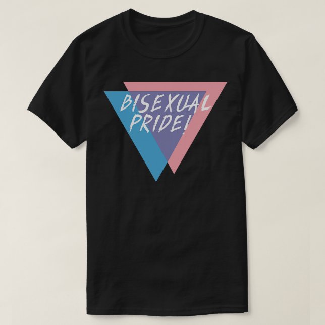 Camiseta Triângulos Vermelhos Púrpuros do Orgulho Bissexual (Frente do Design)