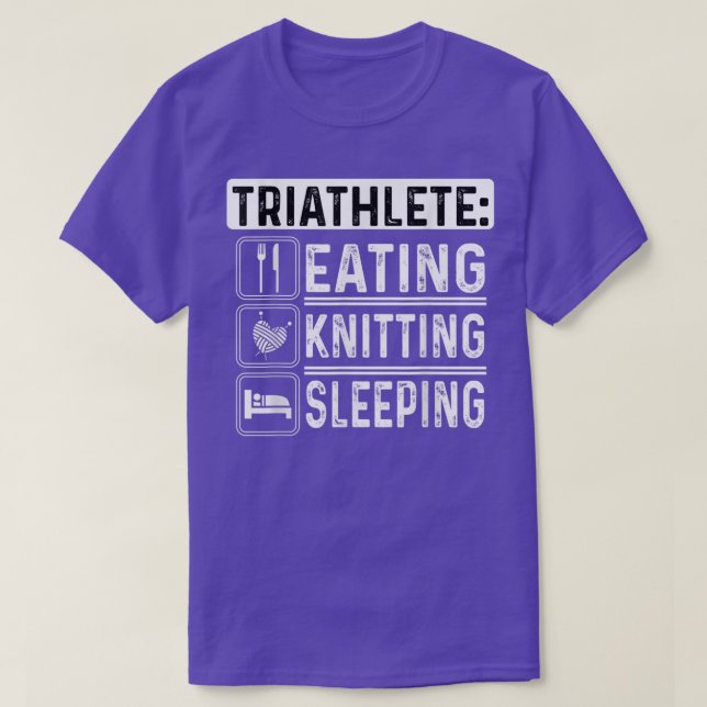 Camiseta Triathleta comendo tricô dormindo em crochê (Frente do Design)