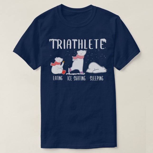 Camiseta Triathlete Eating Ice Skating Sleeping Polar Bear  (Frente do Design)