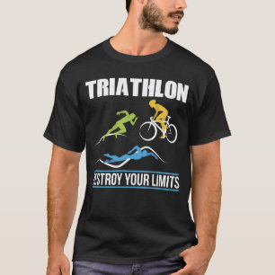 Camiseta Triathlon Destrui Seus Limites Para Correr Nataç