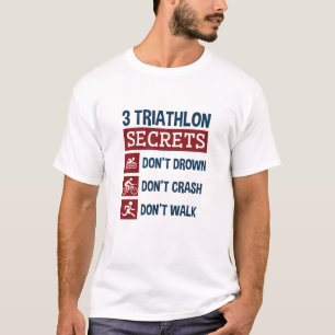 Camiseta Triathlon Engraçado 3 Segredos Não Afogam Passea