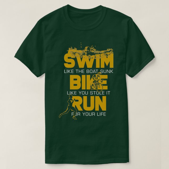 Camiseta Triathlon nadando correndo (Frente do Design)