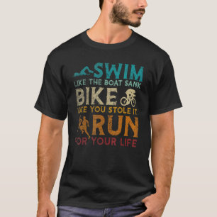 Camiseta Triathlon natação Run Engraçado