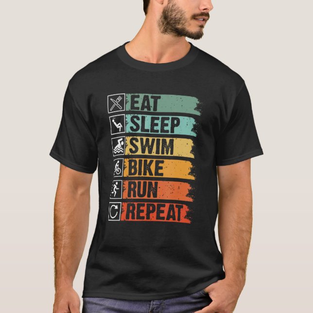 Camiseta triatlon come sono natação bicicleta repetição (Frente)