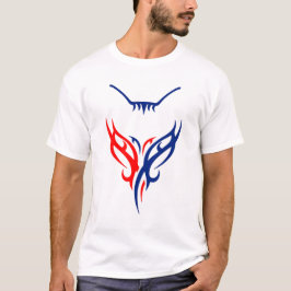 Camiseta Tribal Cat Design - Red and Blue Abstract T-Shirt