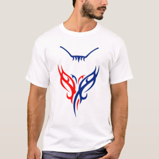 Camiseta Tribal Cat Design - Red and Blue Abstract T-Shirt