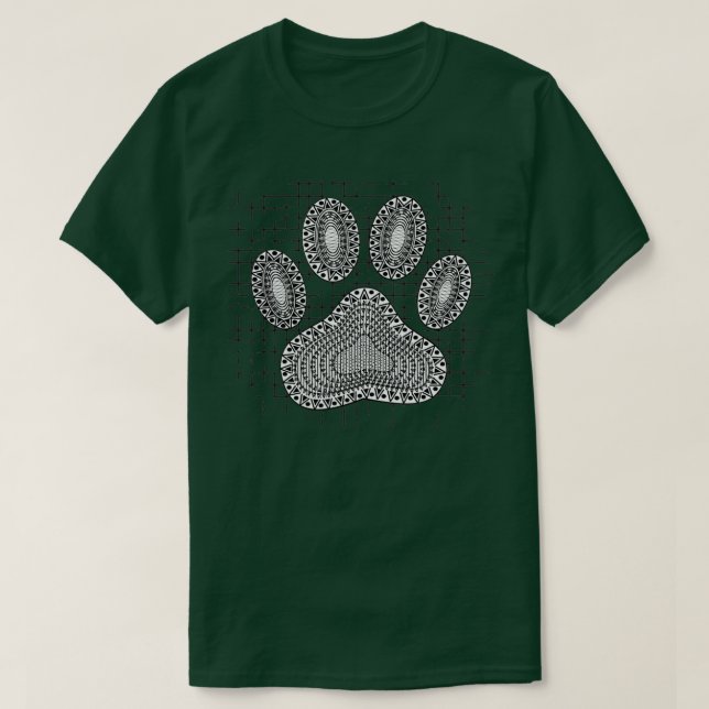 Camiseta Tribal Dog Paw Imprimida Em Fundo Distinto (Frente do Design)
