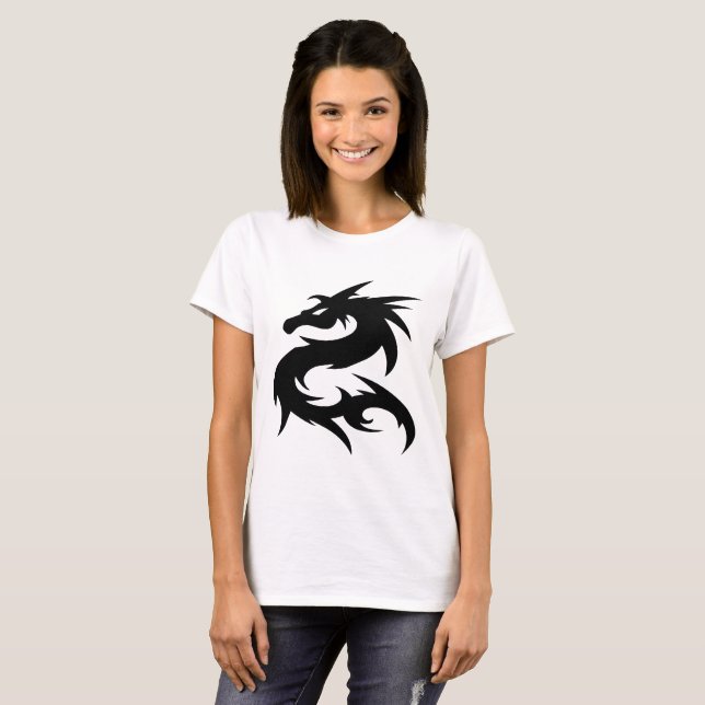 Camiseta Tribal Dragon Silhouette (Frente Completa)