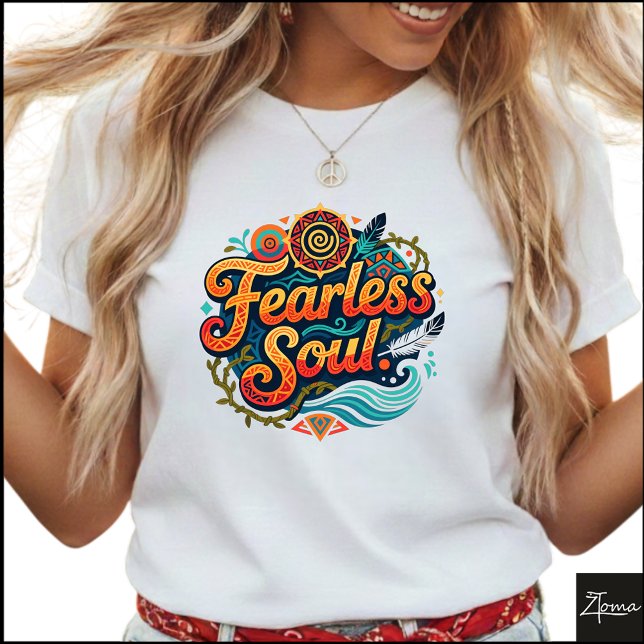Camiseta Tribal Geometric Fearless Soul Fire Water (Criador carregado)