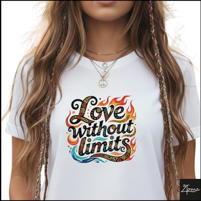 Camiseta Tribal Geometric Love Without Limits Flames (Criador carregado)