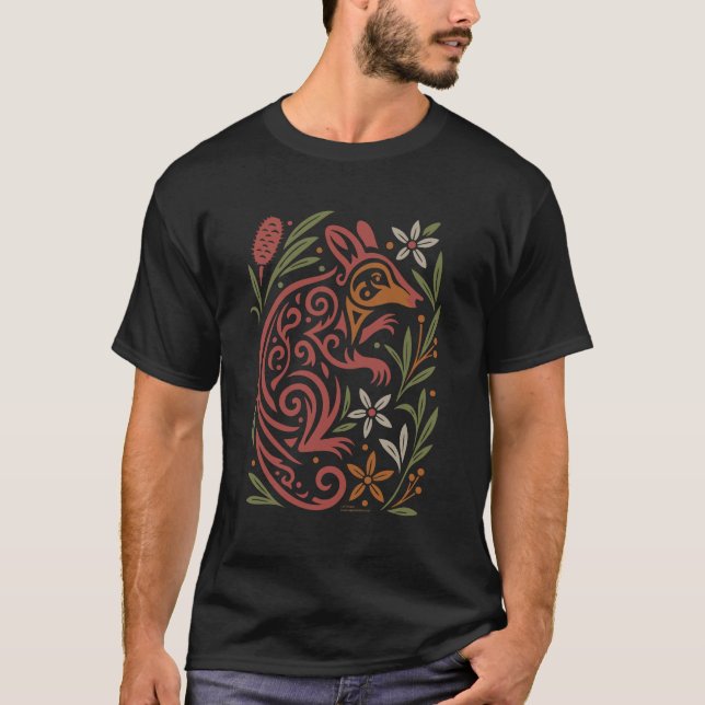Camiseta Tribal Gilbert’s Potoroo with Native Flora (Frente)