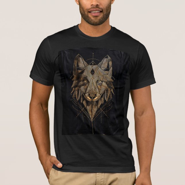 Camiseta Tribal Lobo Geométrico Preta (Frente)