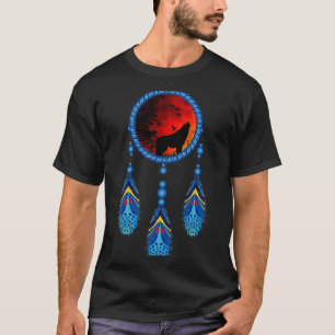 Camiseta Tribal Nativo Americano Howling Wolf Dream Catcher