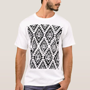 Camiseta Tribal Navajo: geometria branca negra.