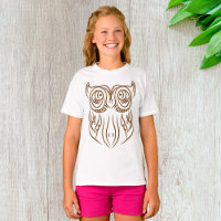 Tribal Owl Line Art Modern Brown Abstrato