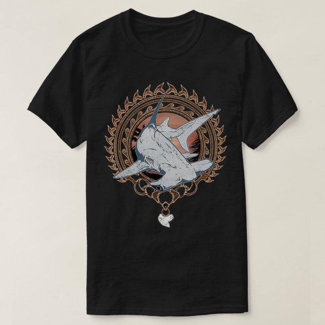 Camiseta Tribal Polynésia de Cabeça-de-Martelo (Frente do Design)