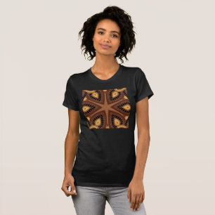 Camiseta Tribal Preta, Dourada e Castanha