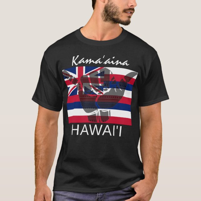 Camiseta TRIBAL SHAKA (HANG LOOSE) Kamaāina HI FLAG BG (Frente)