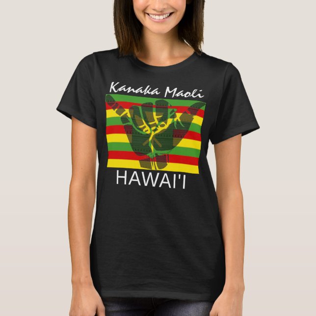 Camiseta TRIBAL SHAKA (HANG LOOSE) Kānaka Maoli HI FLAG BG (Frente)
