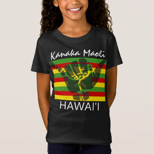 Camiseta TRIBAL SHAKA (HANG LOOSE) Kānaka Maoli HI FLAG BG (Frente)