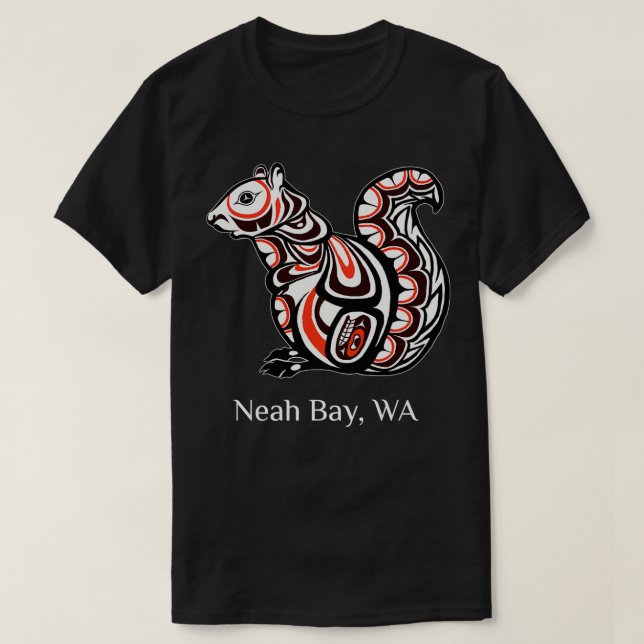 Camiseta Tribal Squirrel Neah Bay WA PNW Nativo Americano e (Frente do Design)